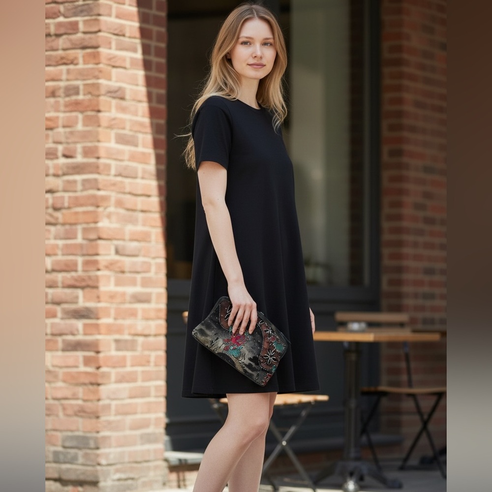 Japanese Inspired Velvet Floral Patterned Clutch With Unique Closure